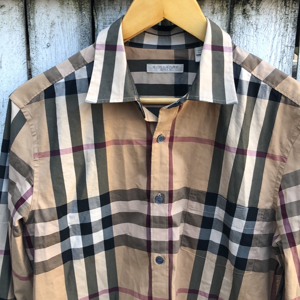 Burberry mens flannel dress shirt - Picture 2 of 12